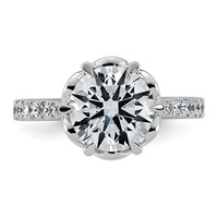 14K White Gold 3ct Cert Round Center Lab Grown Dia VS+ F+ 6-Prong Comp Ring view 4