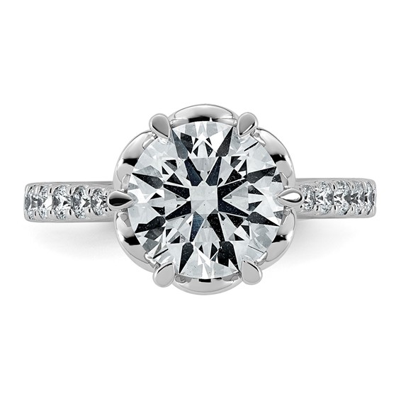 14kw 3ct Cert Round Center Lab Grown Dia VS+ F+ 6-Prong Comp Ring