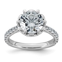 14K White Gold 3ct Cert Round Center Lab Grown Dia VS+ F+ 6-Prong Comp Ring view 1