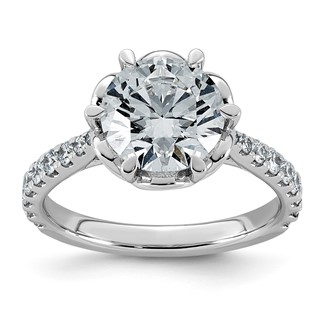 14kw 3ct Cert Round Center Lab Grown Dia VS+ F+ 6-Prong Comp Ring