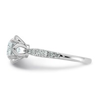 14K White Gold 1.25ct Cert Round Center Lab Grown Dia VS+ F+ 4-Prong Comp Ring view 3