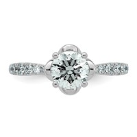 14K White Gold 1.25ct Cert Round Center Lab Grown Dia VS+ F+ 4-Prong Comp Ring view 4