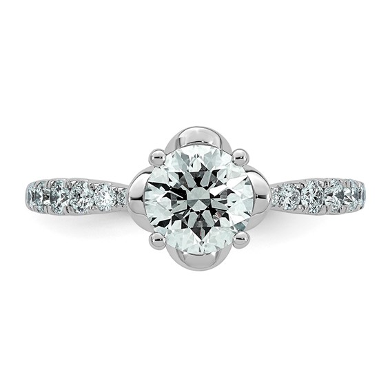 14kw 1 1/4ct Cert Round Center Lab Grown Dia VS+ F+ 4-Prong Comp Ring