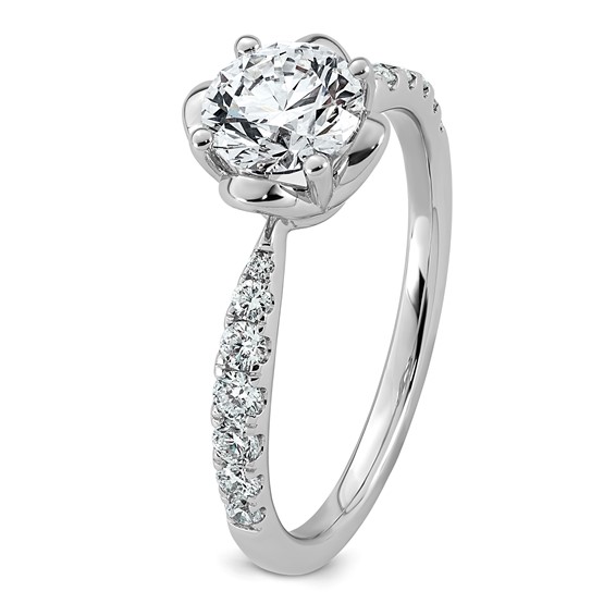 14kw 1 1/4ct Cert Round Center Lab Grown Dia VS+ F+ 4-Prong Comp Ring