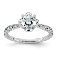 14K White Gold 1.25ct Cert Round Center Lab Grown Dia VS+ F+ 4-Prong Comp Ring view 1