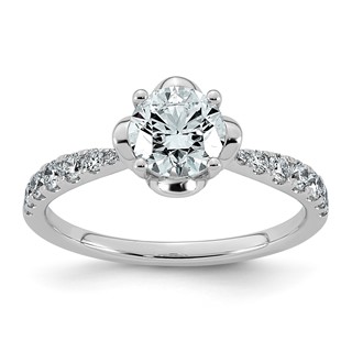 14kw 1 1/4ct Cert Round Center Lab Grown Dia VS+ F+ 4-Prong Comp Ring