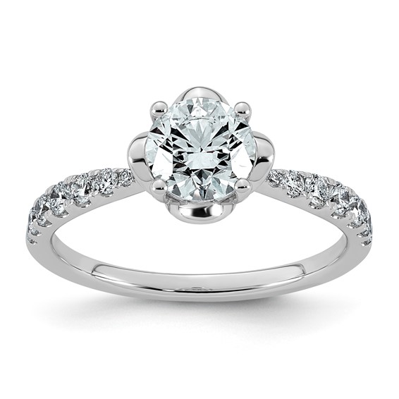 14kw 1 1/4ct Cert Round Center Lab Grown Dia VS+ F+ 4-Prong Comp Ring