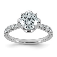 14K White Gold 1.88ct Cert Round Center Lab Grown Dia VS+ F+ 4-Prong Comp Ring view 1