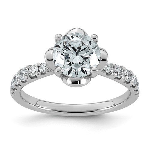 14K White Gold 1.88ct Cert Round Center Lab Grown Dia VS+ F+ 4-Prong Comp Ring