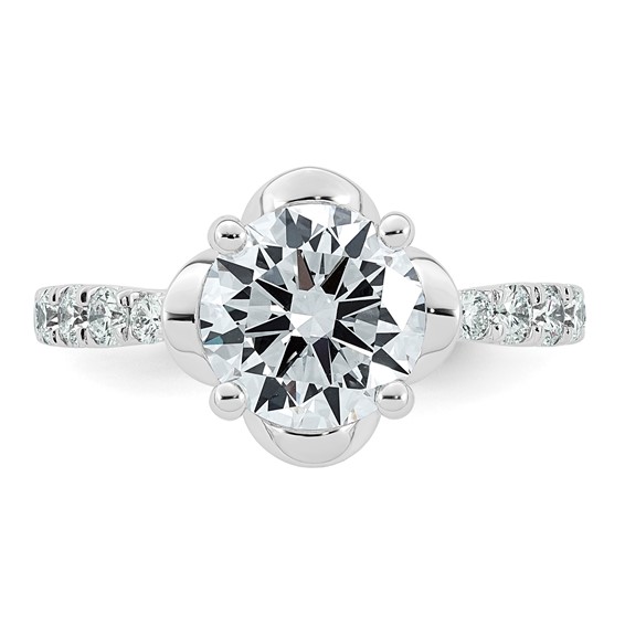 14kw 2 1/3ct Cert Round Center Lab Grown Dia VS+ F+ 4-Prong Comp Ring