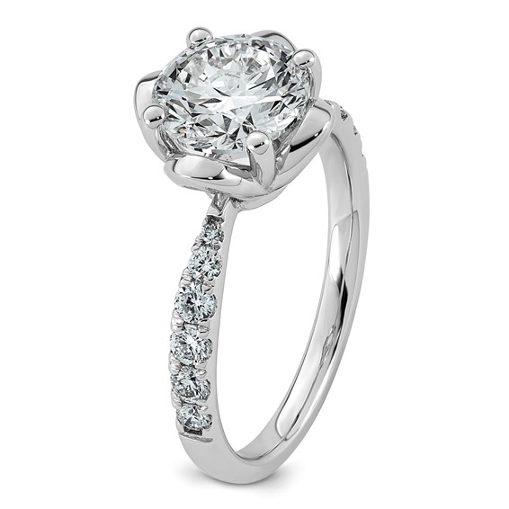 14kw 2 1/3ct Cert Round Center Lab Grown Dia VS+ F+ 4-Prong Comp Ring