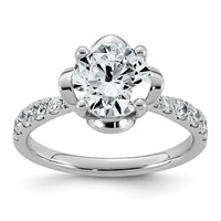14K White Gold 2.33ct Cert Round Center Lab Grown Dia VS+ F+ 4-Prong Comp Ring view 1