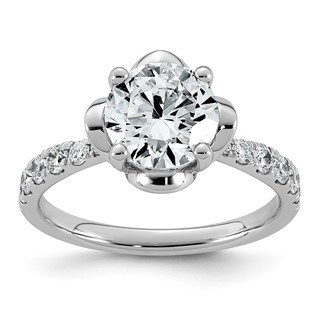 14kw 2 1/3ct Cert Round Center Lab Grown Dia VS+ F+ 4-Prong Comp Ring