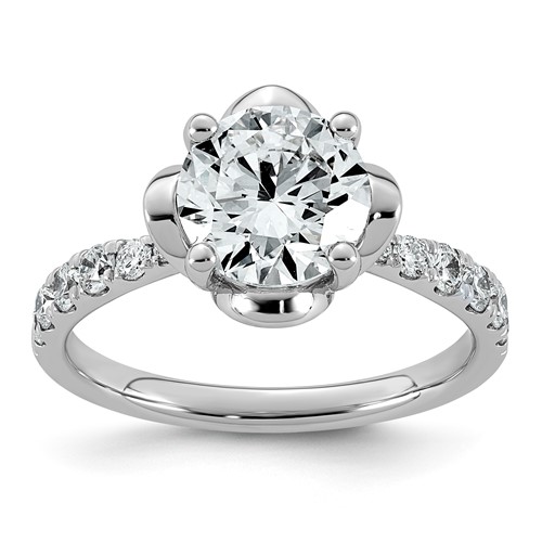 14K White Gold 2.33ct Cert Round Center Lab Grown Dia VS+ F+ 4-Prong Comp Ring