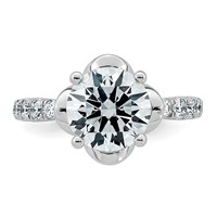 14K White Gold 2.88ct Cert Round Center Lab Grown Dia VS+ F+ 4-Prong Comp Ring view 4