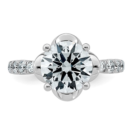 14kw 2 7/8ct Cert Round Center Lab Grown Dia VS+ F+ 4-Prong Comp Ring