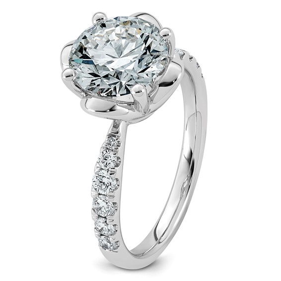 14kw 2 7/8ct Cert Round Center Lab Grown Dia VS+ F+ 4-Prong Comp Ring