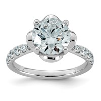 14K White Gold 2.88ct Cert Round Center Lab Grown Dia VS+ F+ 4-Prong Comp Ring view 1
