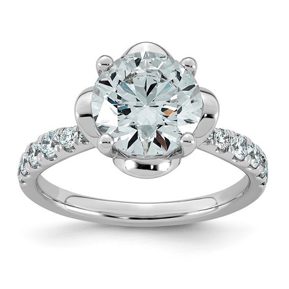 14kw 2 7/8ct Cert Round Center Lab Grown Dia VS+ F+ 4-Prong Comp Ring