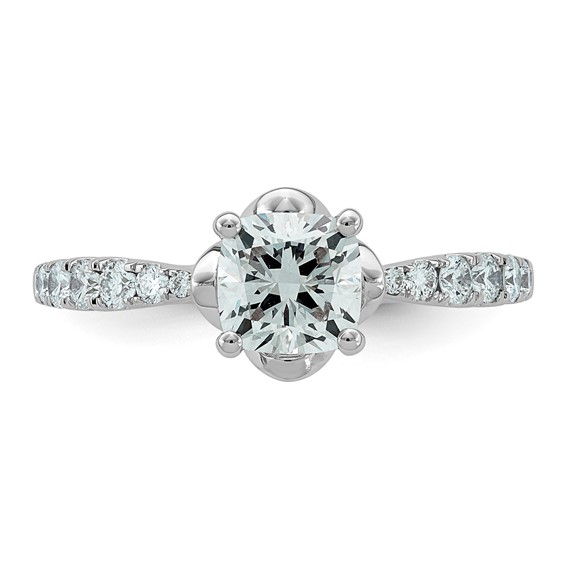 14kw 1 1/3ct Cert Cushion Center Lab Grown Dia VS+ F+ 4-Prong Comp Ring