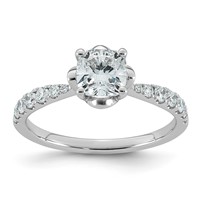 14K White Gold 1.33ct Cert Cushion Center Lab Grown Dia VS+ F+ 4-Prong Comp Ring view 1
