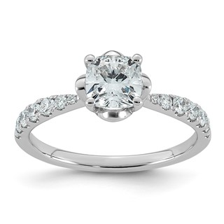 14kw 1 1/3ct Cert Cushion Center Lab Grown Dia VS+ F+ 4-Prong Comp Ring