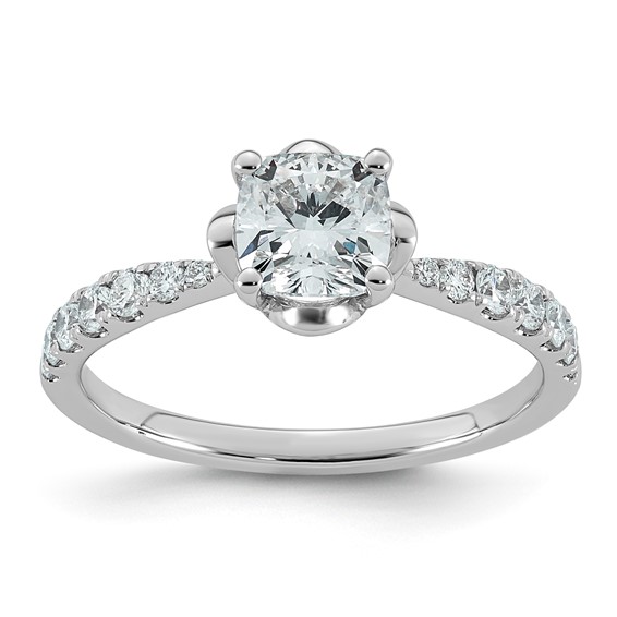 14kw 1 1/3ct Cert Cushion Center Lab Grown Dia VS+ F+ 4-Prong Comp Ring