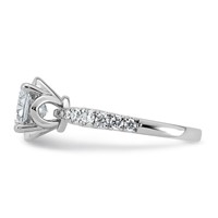 14K White Gold 1.88ct Cert Cushion Center Lab Grown Dia VS+ F+ 4-Prong Comp Ring view 3