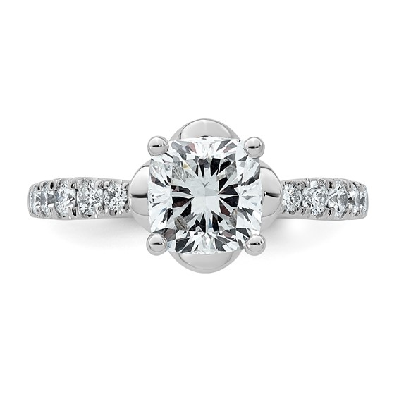 14kw 1 7/8ct Cert Cushion Center Lab Grown Dia VS+ F+ 4-Prong Comp Ring