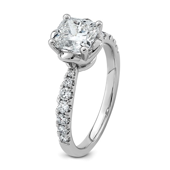 14kw 1 7/8ct Cert Cushion Center Lab Grown Dia VS+ F+ 4-Prong Comp Ring