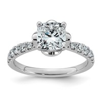 14K White Gold 1.88ct Cert Cushion Center Lab Grown Dia VS+ F+ 4-Prong Comp Ring view 1