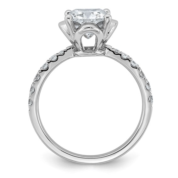 14kw 2 1/3ct Cert Cushion Center Lab Grown Dia VS+ F+ 4-Prong Comp Ring