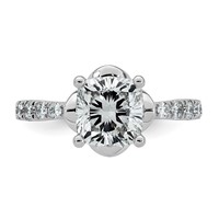 14K White Gold 2.33ct Cert Cushion Center Lab Grown Dia VS+ F+ 4-Prong Comp Ring view 4