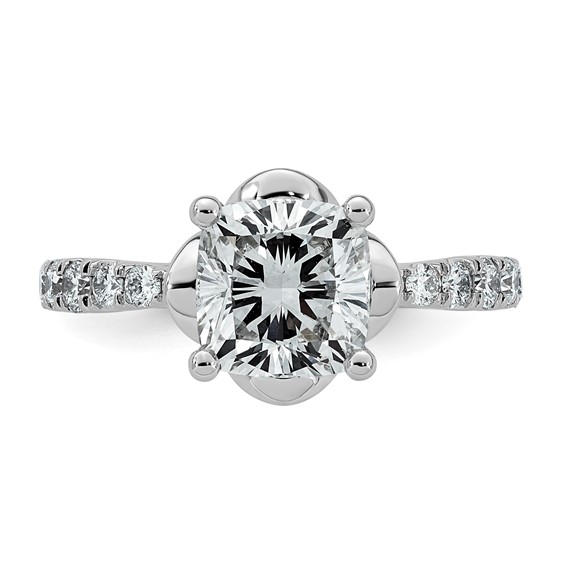 14kw 2 1/3ct Cert Cushion Center Lab Grown Dia VS+ F+ 4-Prong Comp Ring