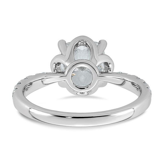 14kw 2 1/3ct Cert Cushion Center Lab Grown Dia VS+ F+ 4-Prong Comp Ring