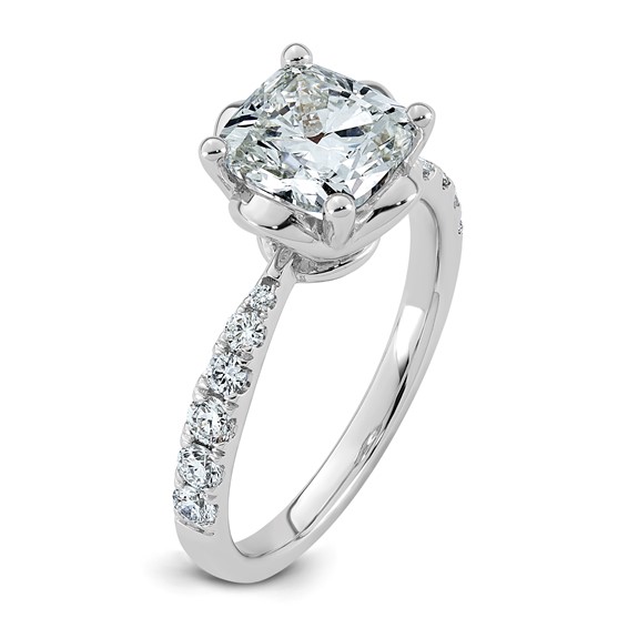 14kw 2 1/3ct Cert Cushion Center Lab Grown Dia VS+ F+ 4-Prong Comp Ring