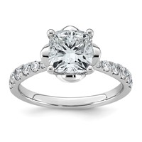 14K White Gold 2.33ct Cert Cushion Center Lab Grown Dia VS+ F+ 4-Prong Comp Ring view 1