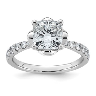 14kw 2 1/3ct Cert Cushion Center Lab Grown Dia VS+ F+ 4-Prong Comp Ring