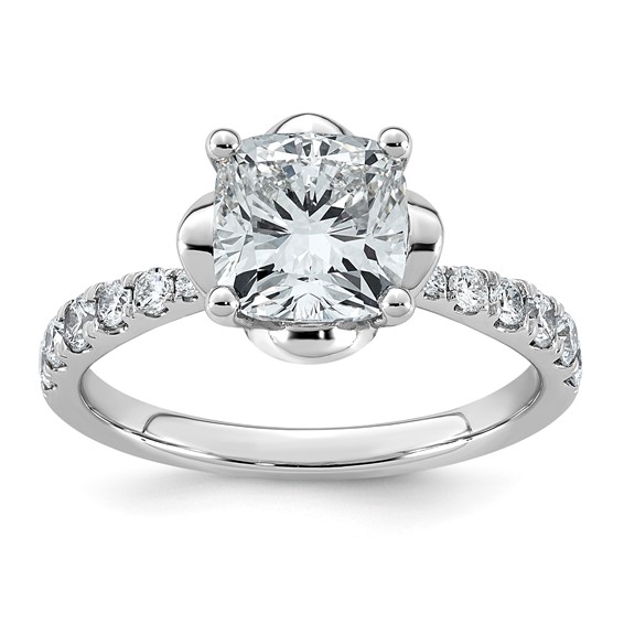 14kw 2 1/3ct Cert Cushion Center Lab Grown Dia VS+ F+ 4-Prong Comp Ring