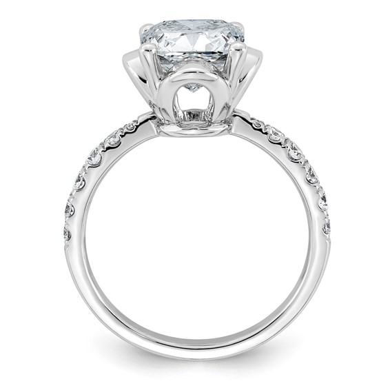 14kw 2 7/8ct Cert Cushion Center Lab Grown Dia VS+ F+ 4-Prong Comp Ring