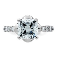 14K White Gold 2.88ct Cert Cushion Center Lab Grown Dia VS+ F+ 4-Prong Comp Ring view 4