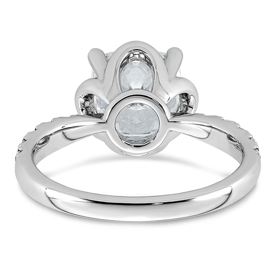 14kw 2 7/8ct Cert Cushion Center Lab Grown Dia VS+ F+ 4-Prong Comp Ring