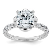 14K White Gold 2.88ct Cert Cushion Center Lab Grown Dia VS+ F+ 4-Prong Comp Ring view 1