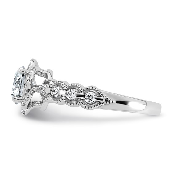 14kw 1 1/3ct Cert Round Center Lab Grown Dia VS+ F+ Floral Halo Comp Ring