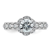 14K White Gold 1.33ct Cert Round Center Lab Grown Dia VS+ F+ Floral Halo Comp Ring view 4