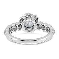 14K White Gold 1.33ct Cert Round Center Lab Grown Dia VS+ F+ Floral Halo Comp Ring view 5