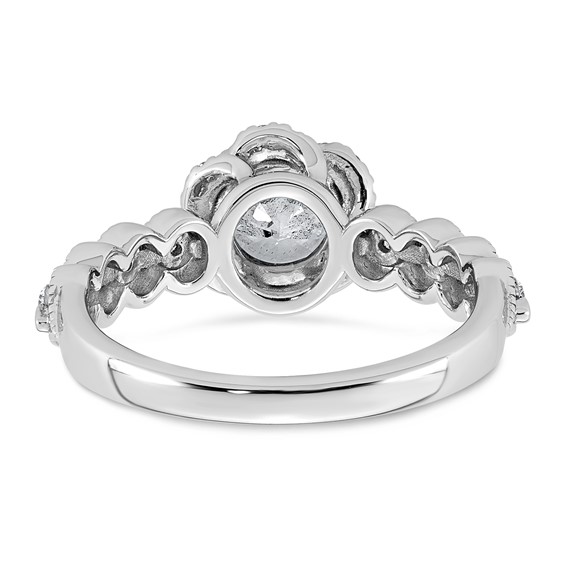 14kw 1 1/3ct Cert Round Center Lab Grown Dia VS+ F+ Floral Halo Comp Ring