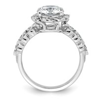 14K White Gold 2.50ct Cert Round Center Lab Grown Dia VS+ F+ Floral Halo Comp Ring view 2