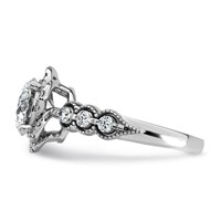 14K White Gold 2.50ct Cert Round Center Lab Grown Dia VS+ F+ Floral Halo Comp Ring view 3
