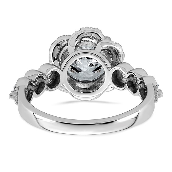 14kw 2 1/2ct Cert Round Center Lab Grown Dia VS+ F+ Floral Halo Comp Ring